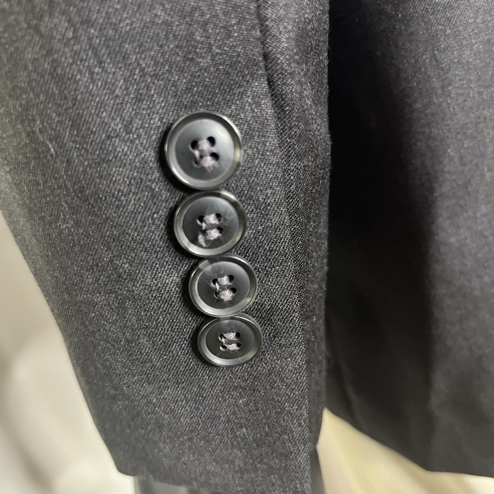 Uomo Suit Jacket Blazer Mens 42R Charcoal Black 100% Pure Wool Classic Fit - Picture 5 of 6